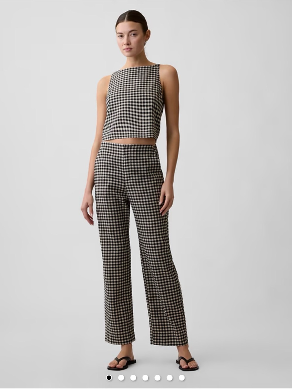 GAP Black & White Gingham Wide-Leg Pants
